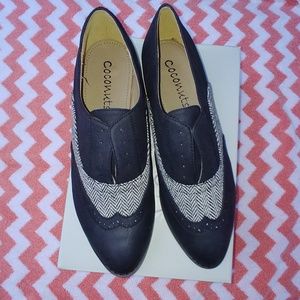 🌼Black Herringbone Laceless Oxfords